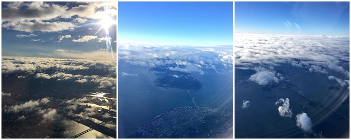 空から見た明石海峡大橋と瀬戸大橋oita