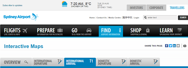 SydneyAirport　オーストラリア　シドニー空港　到着ロビーマップ