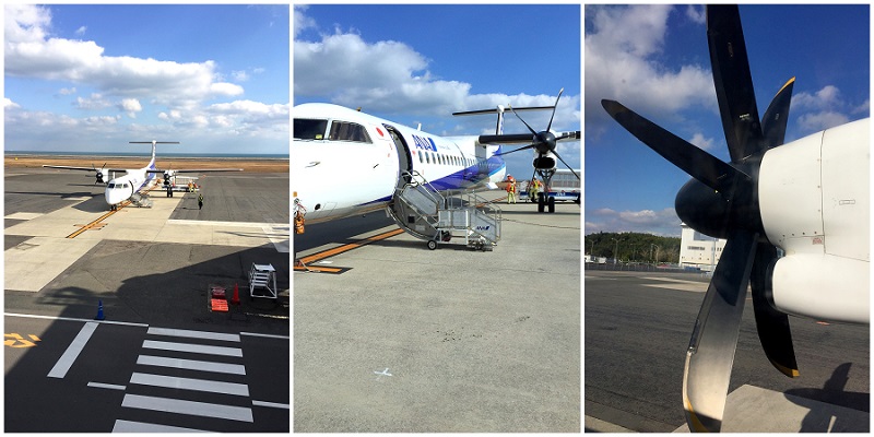 大分空港 ANA NH1688 プロペラ機 ボンバルディアDHC8 Q400 oita