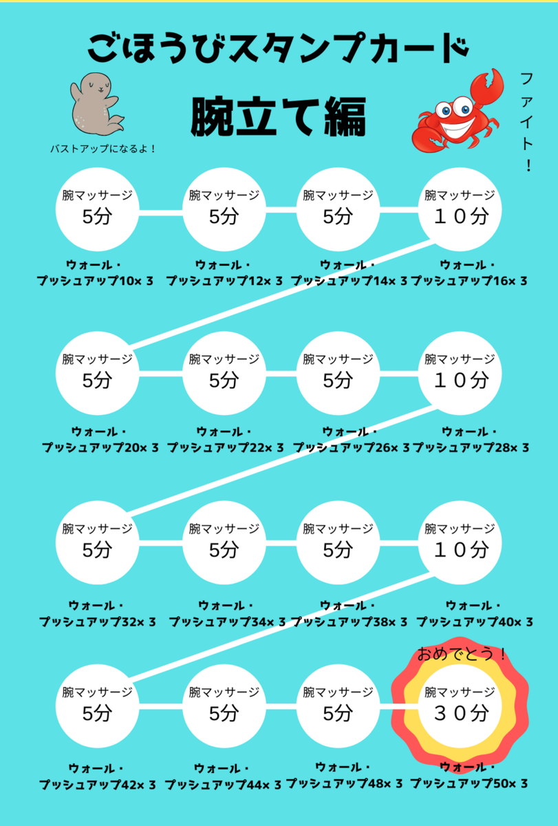 ごほうびスタンプカード腕立て編の画像