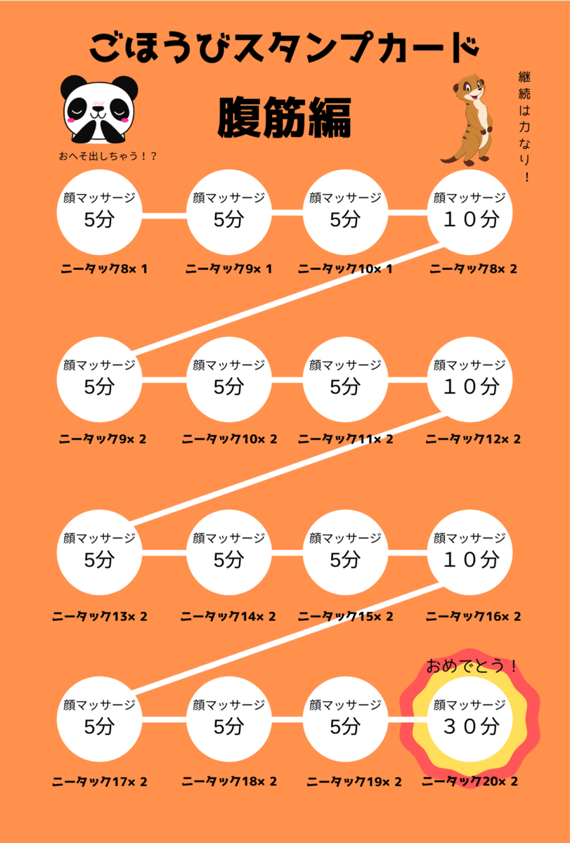 ごほうびスタンプカード腹筋編の画像