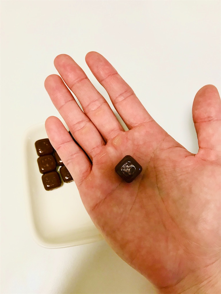 TANPACT ミルクチョコレート　手に乗せた画像