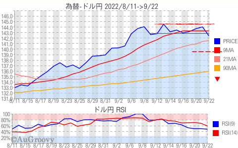 為替ドル円推移 2022年9月22日