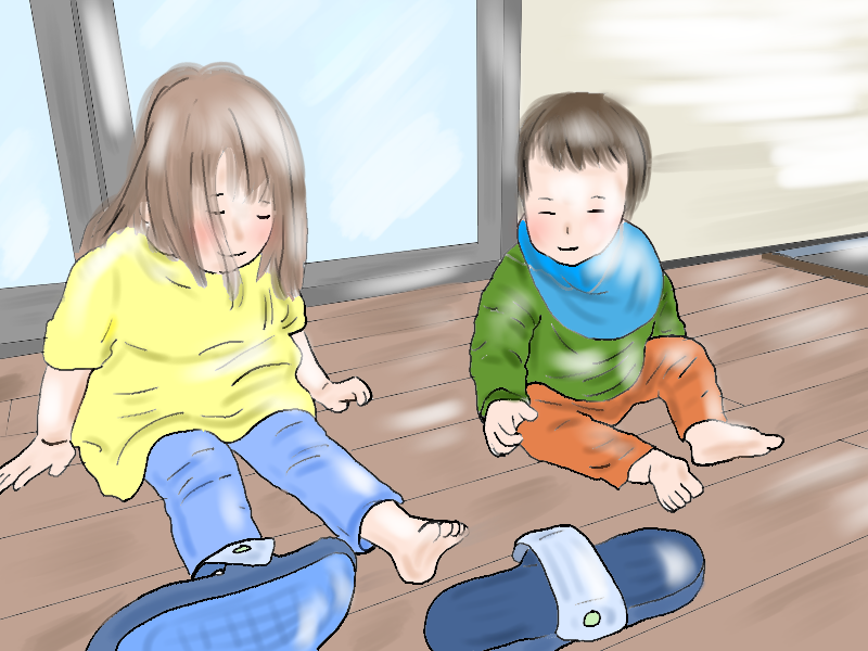 ウッドデッキで日向ぼっこ