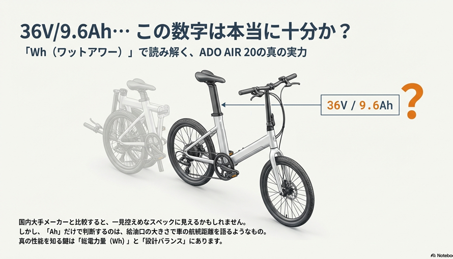 ADO AIR 20のバッテリーを「Wh」で徹底比較！国内3大メーカーと並べて