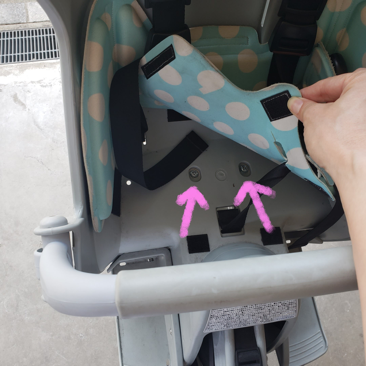 bikke 2e のリヤチャイルドシートを外して専用バスケットを