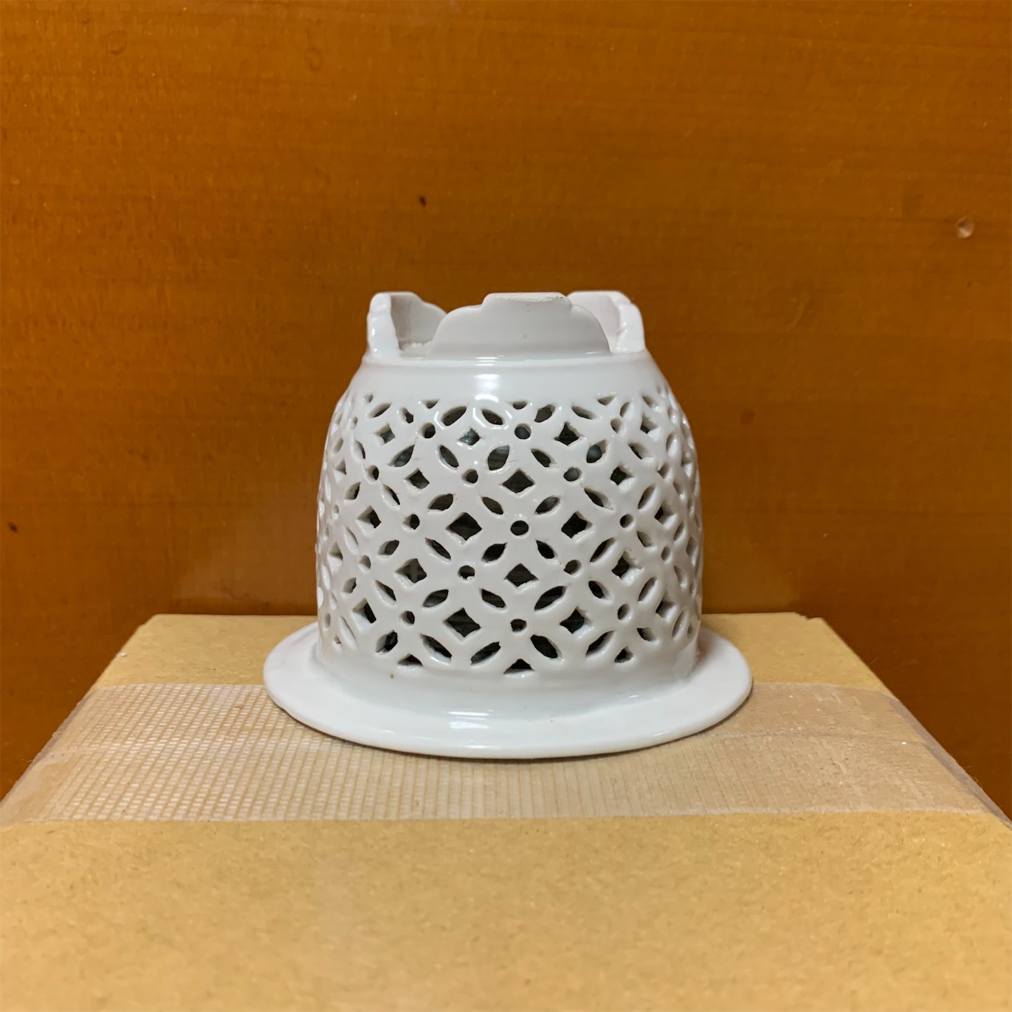白磁 七宝文 青透かし 二重鉢 草土庵 欅窯 - 純風満蘭（富貴蘭・風蘭
