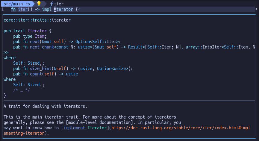 Iteratorの関連アイテムを5つ表示させた様子