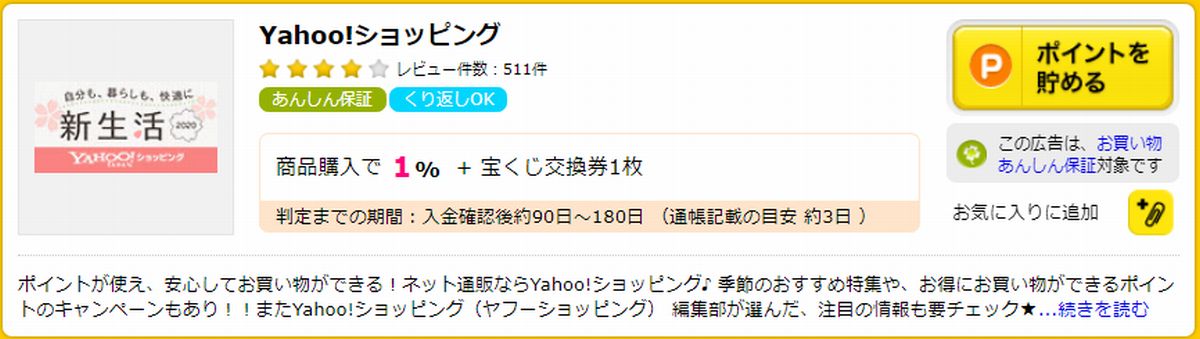 Yahoo!ショッピングはポイントサイト経由で+1%多くポイントがもらえる!
