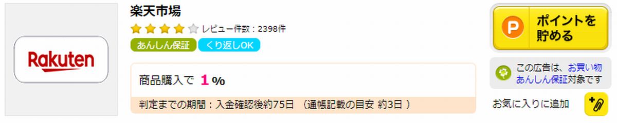 お買い物マラソンをお得に利用するならポイントサイト経由がおすすめ!お買い物金額の+1%ポイントが還元される!