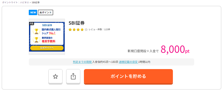 SBI証券はポイントサイト「ハピタス」経由の口座開設がおすすめ！