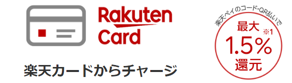 楽天カードから楽天ペイアプリにチャージすると+0.5％還元！