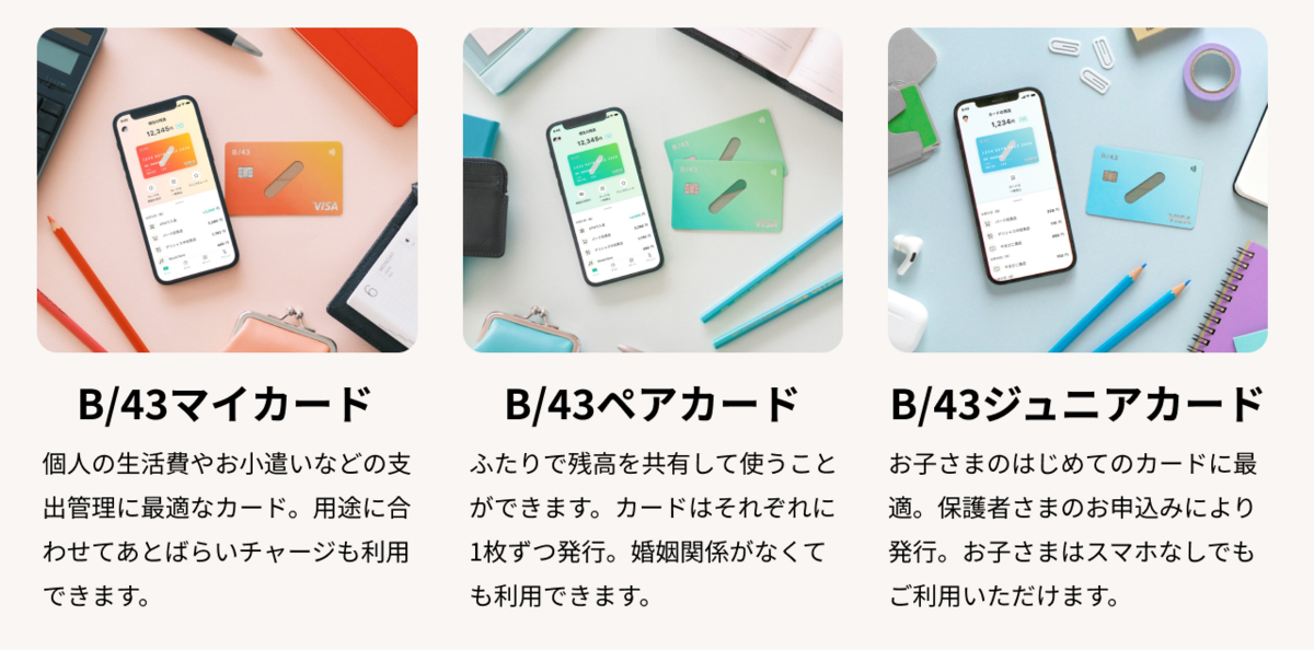 B/43カードの種類