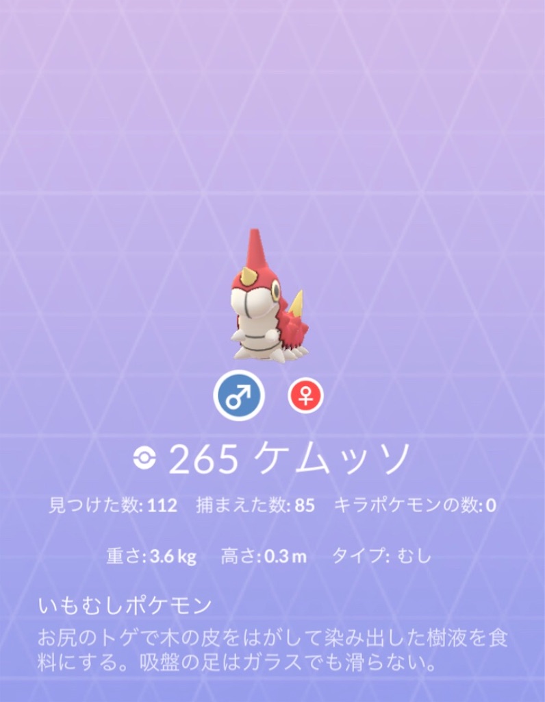 ケムッソを進化させました 毎日ポケモンgo