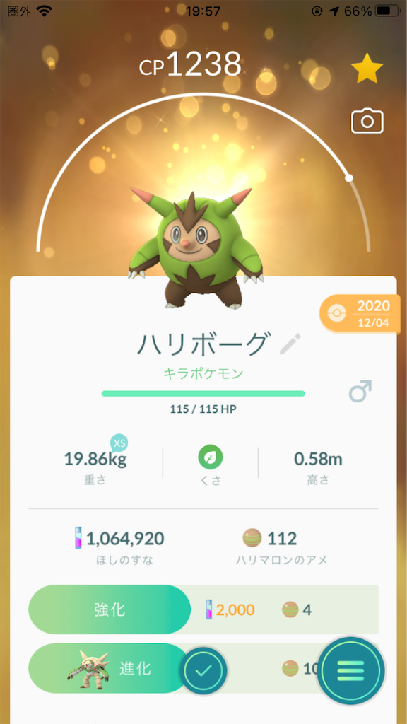 キラハリマロンを進化させました 毎日ポケモンgo