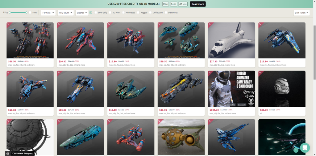 Unity Unity でも使用できる 3d モデルが無料から有料まで数多く配布されている Cgtrader 紹介 コガネブログ