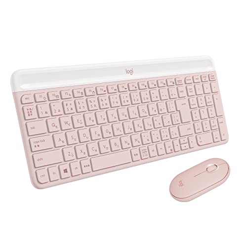 Logicool 静音 ワイヤレスマウス キーボード セット MK470RO ローズ 薄型 USB接続 小型 ワイヤレス マウス ワイヤレスキーボード 薄型 テンキー 無線 Windows Chrome Surface MK470 国内正規品