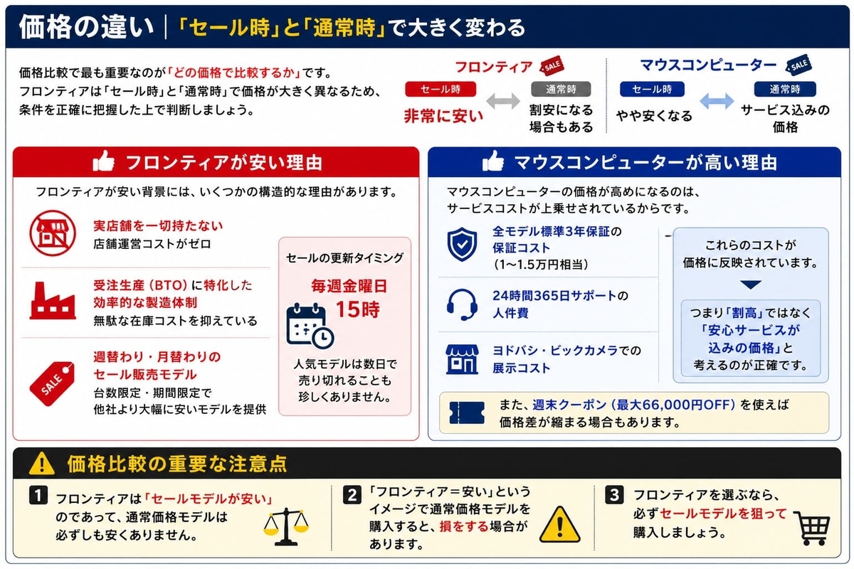 フロンティアとマウスコンピューター比較
