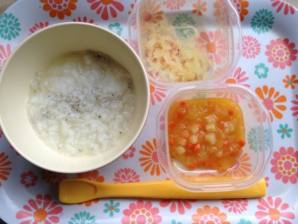 離乳食 中期 75日目 Bf 角切り野菜ミックス かんたん離乳食研究日記 離乳食 中期 75日目 Bf 角切り野菜ミックス かんたん離乳食研究日記