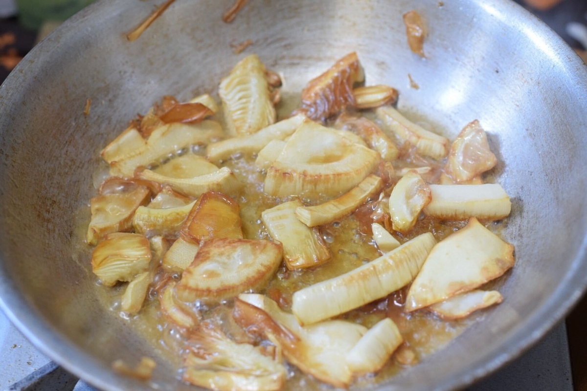 タケノコの納豆パスタ