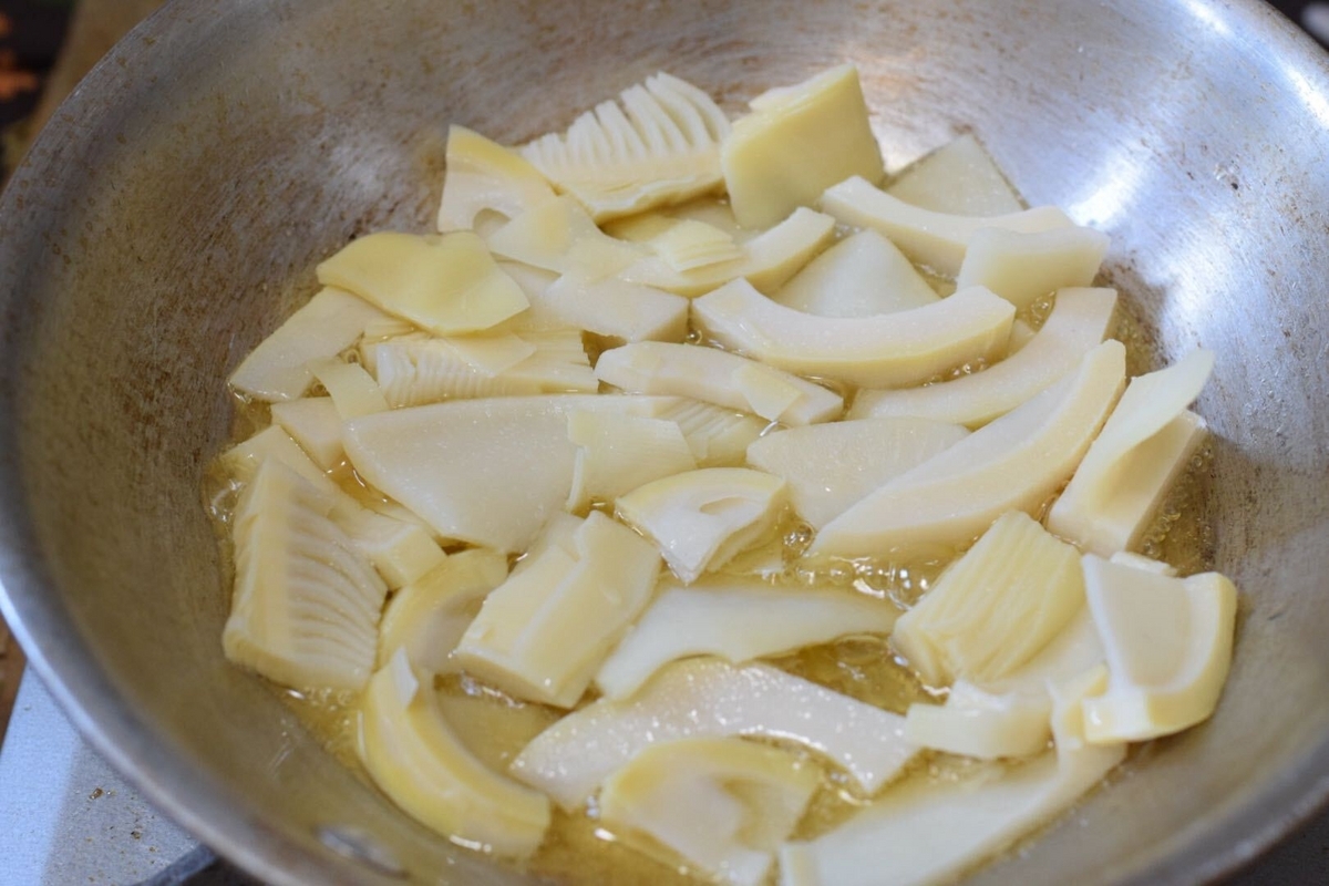タケノコの納豆パスタ