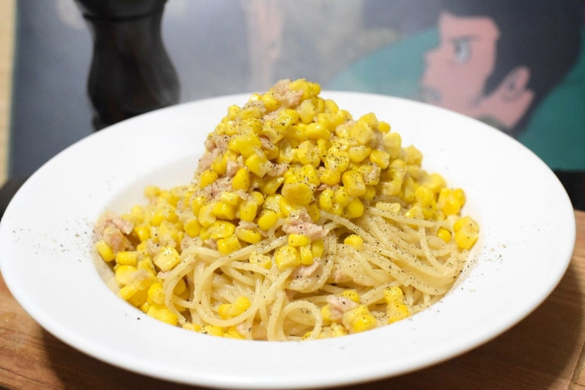 とうもろこし（コーン）とツナ缶のパスタ