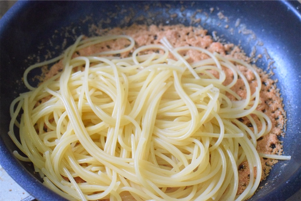 たらこバタースパゲティのレシピ