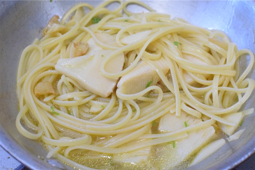 タケノコと青唐辛子のペペロンチーノのレシピ