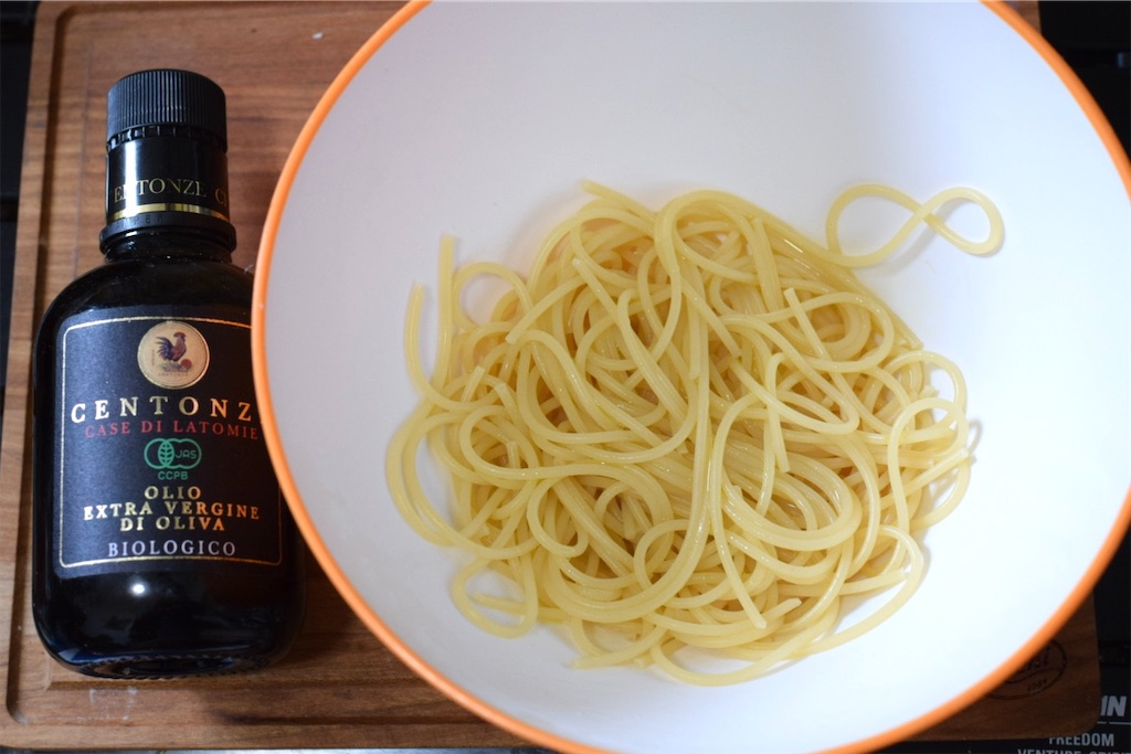大葉と卵黄の納豆パスタのレシピ