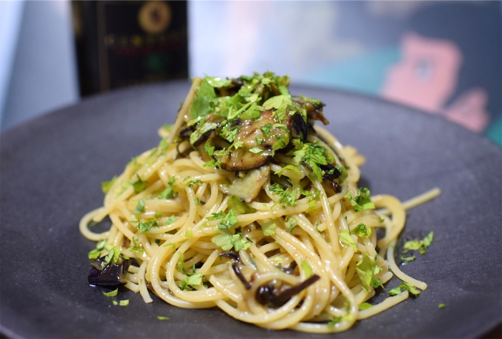 ナスと塩昆布のパスタ