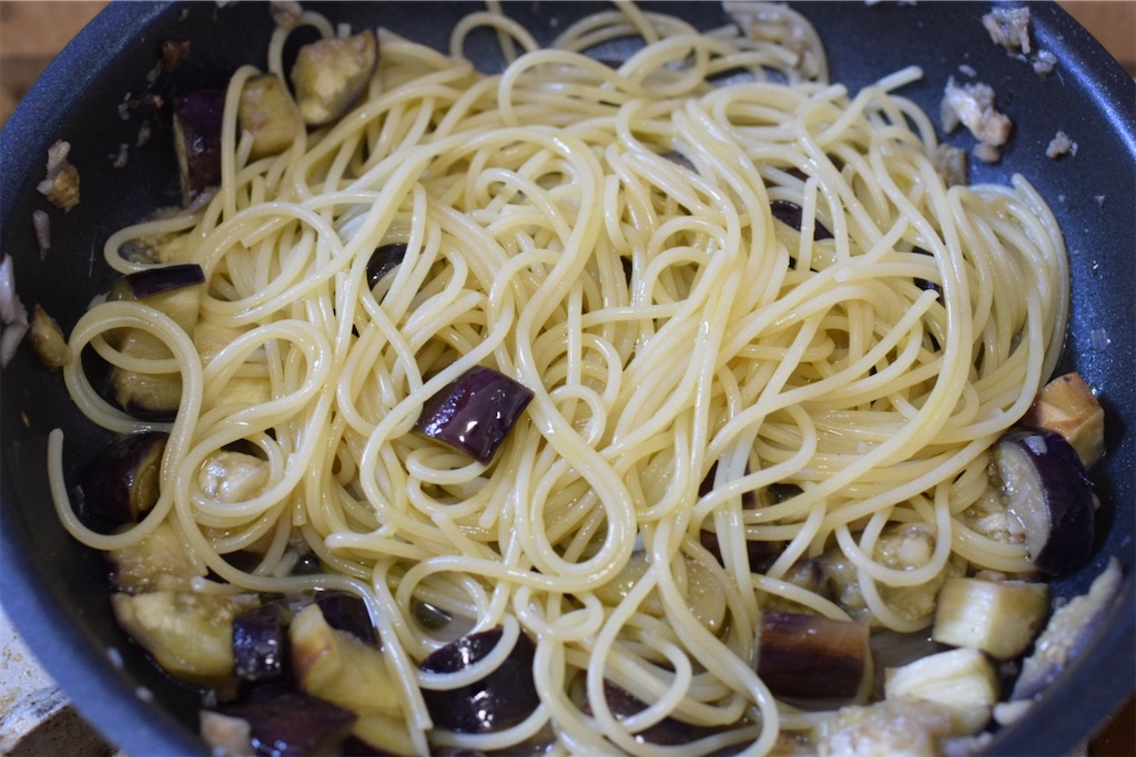 ナスの貧乏人パスタのレシピ