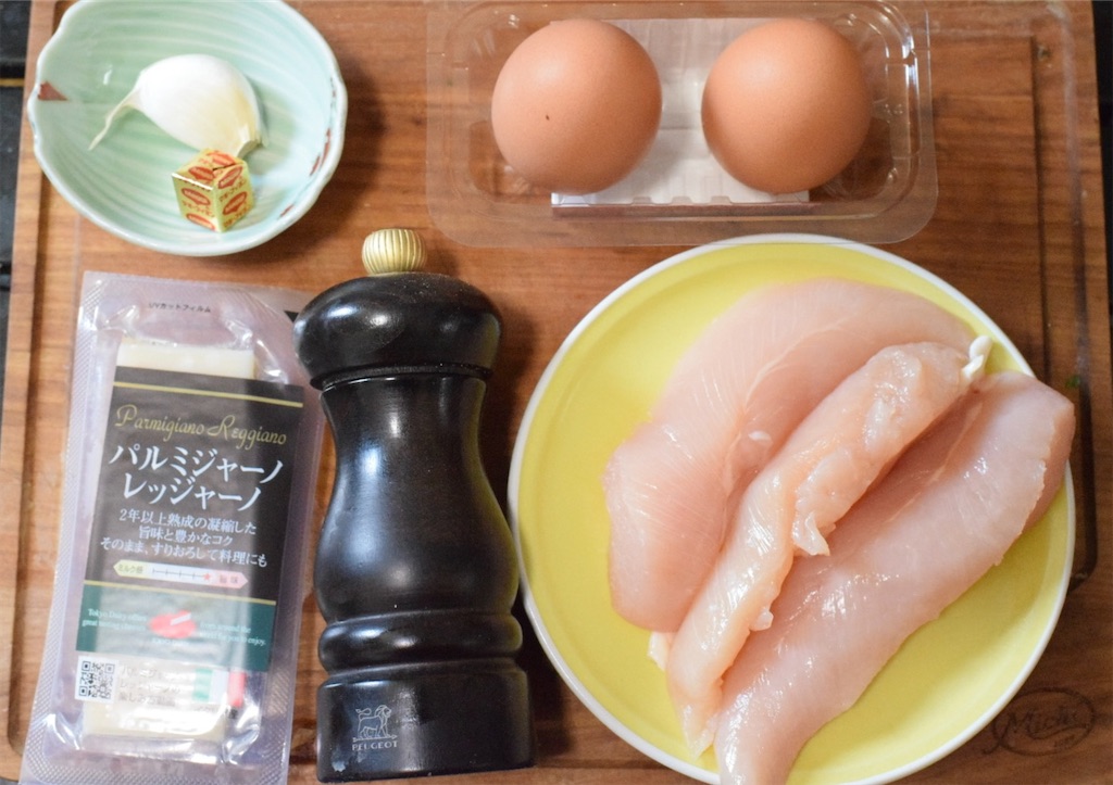 鶏ささみポヴェレッロ（貧乏人のパスタ）の材料