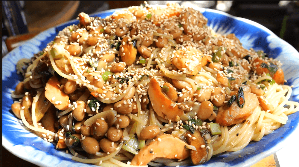 東出昌大のキノコと納豆のスパゲッティ