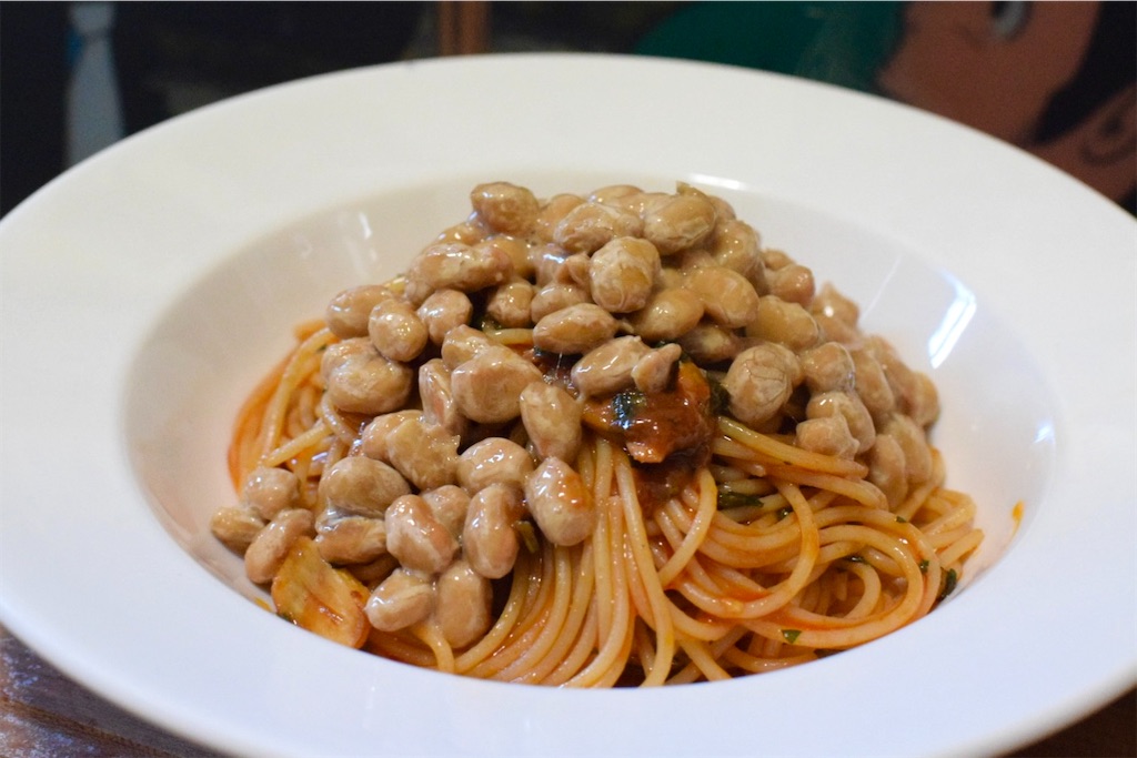 トマトの納豆ペペロンチーノ