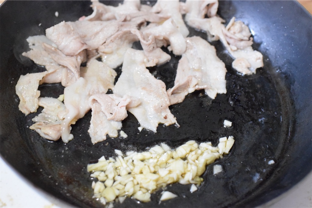 塩豚カルビパスタ〜九条ネギの中華風スパゲティ