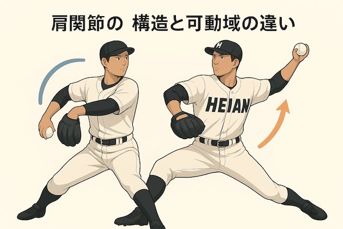 ■ 肩関節の構造と可動域の違い