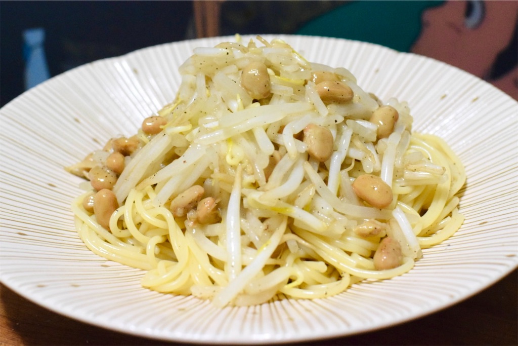 リュウジ無限塩もやし納豆パスタ