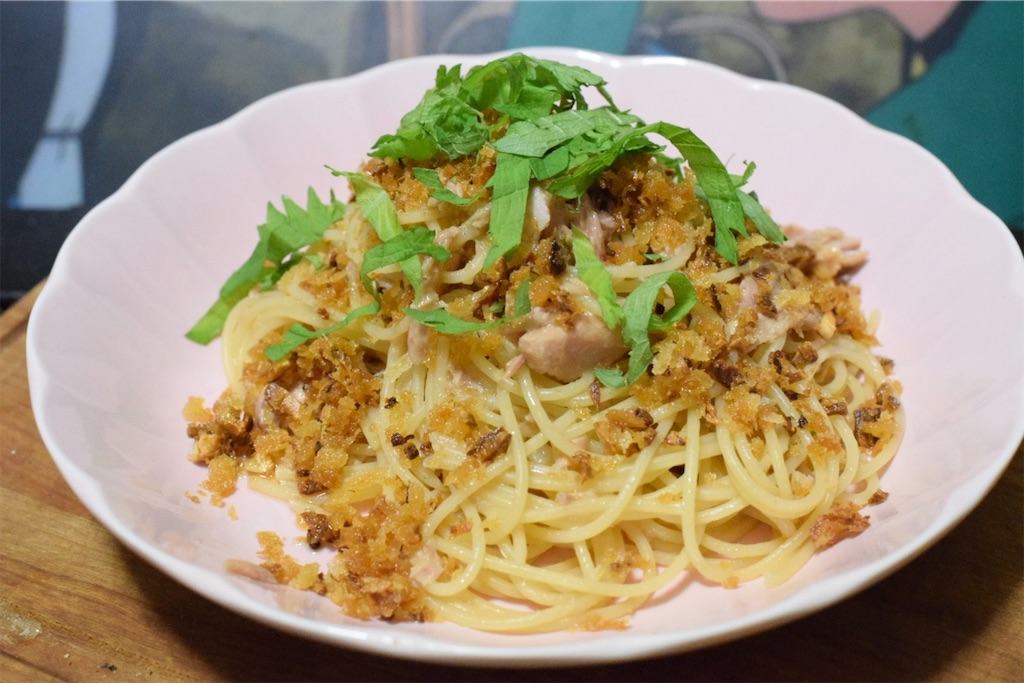 パン粉（モリーカ）とツナ缶のパスタ