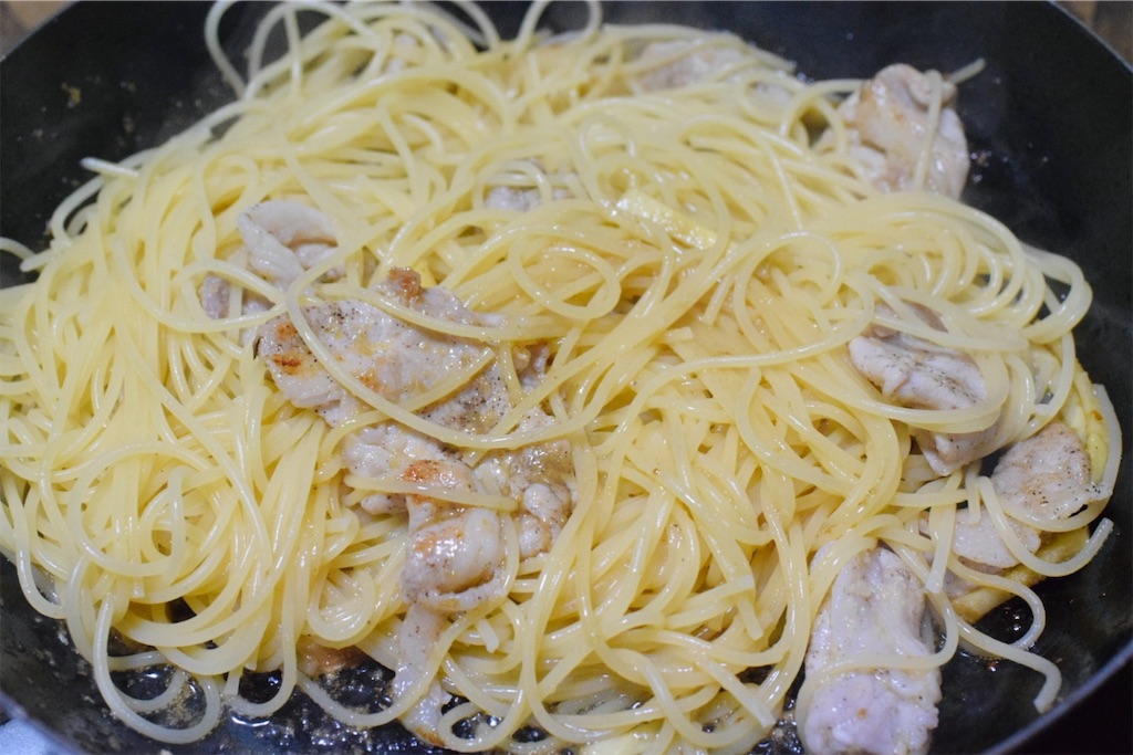 豚の生姜焼きパスタ（白だし）のレシピ
