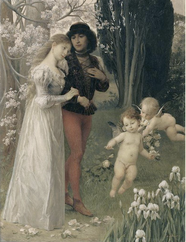 エルンスト・クリムト《パオロとフランチェスカ・ダ・リミニ》1890年、オーストリア美術館