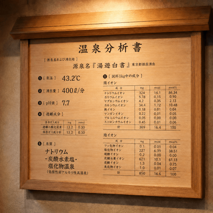 温泉分析書の見方が10分でわかる！チェックすべき4つのポイントと泉質別ガイド