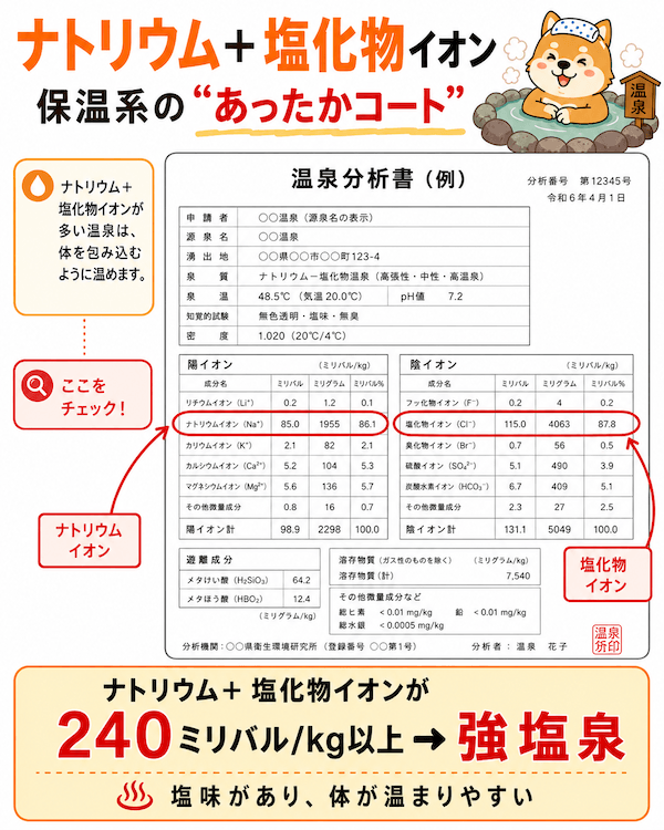 ナトリウム＋塩化物イオン：保温系の“あったかコート”