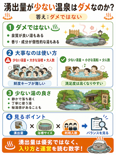 湧出量が少ない温泉はダメなのか?