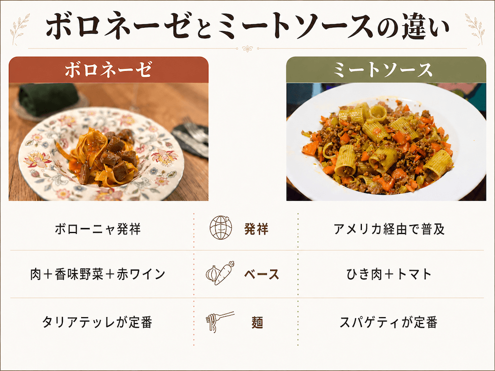 ボロネーゼとミートソースの違い