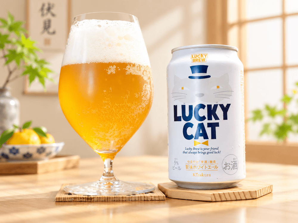 「黄桜 LUCKY CAT（ ラッキーキャット ）」〜ゆずが微笑み、山椒がふっと爪を立てる。料理の幸福を呼び込む白い猫のビール