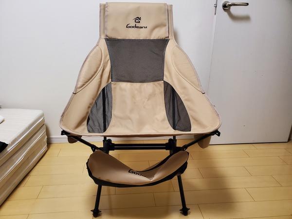 Godearu ハイバックチェア　コンパクト　アウトドア　キャンプ　椅子　カーキ 座面広めなのにコンパクト「GODEARU アウトドアチェア ハイバック