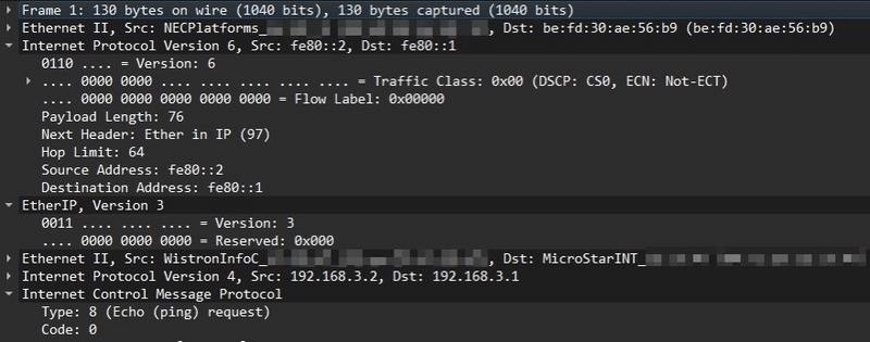 "NEC IXがencapしたEtherIP packetのcapture"