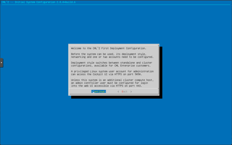 CML2のシステム設定の画面