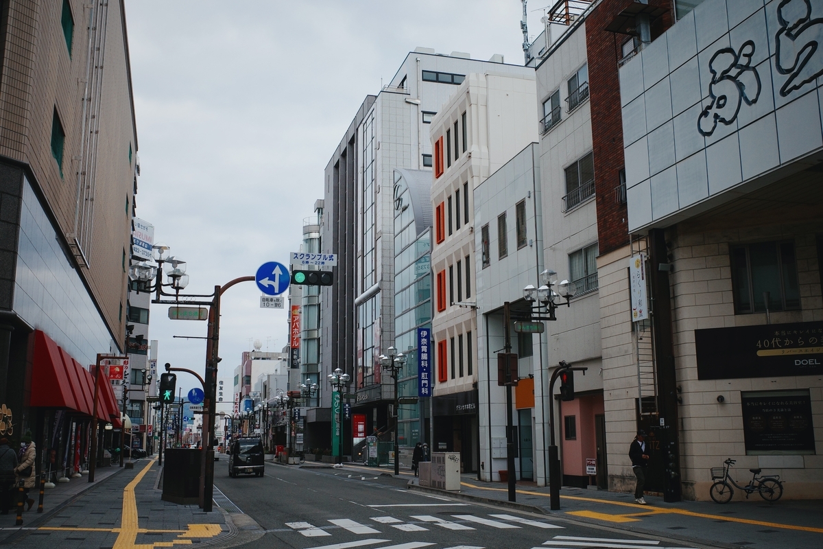 ぶらくり丁商店街アーケード入り口と本町通り