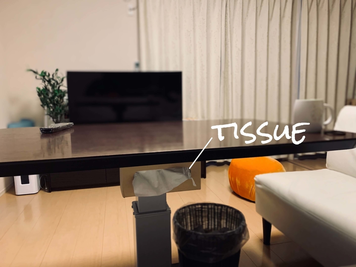 無印良品アイテムでテーブル下にティッシュ収納 Haimame Talk